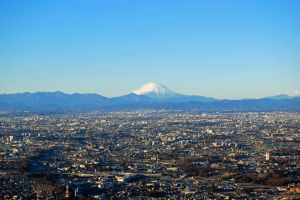 2008年1月１日　午前７時45分頃　都心上空から見た富士山