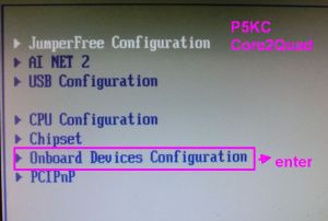 P5KC BIOS configuration